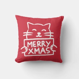 Schattige Kat Prettig Kerstfeest Kussen