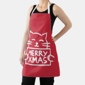 Schattige Kat Prettig Kerstfeest Schort (Insitu)