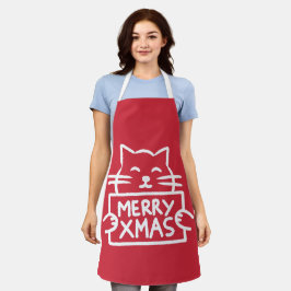 Schattige Kat Prettig Kerstfeest Schort