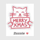 Schattige Kat Prettig Kerstfeest Sticker (Vel)