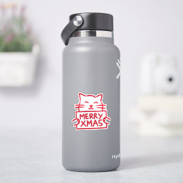 Schattige Kat Prettig Kerstfeest Sticker