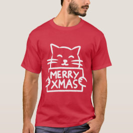 Schattige Kat Prettig Kerstfeest T-shirt