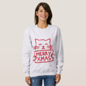 Schattige Kat Prettig Kerstfeest Trui (Voorkant volledig)