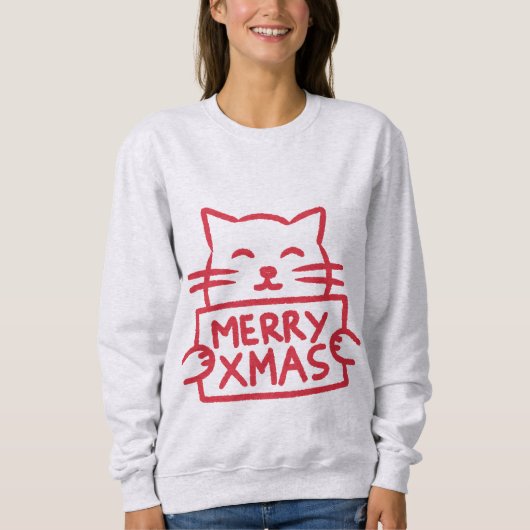 Schattige Kat Prettig Kerstfeest Trui (Voorkant)
