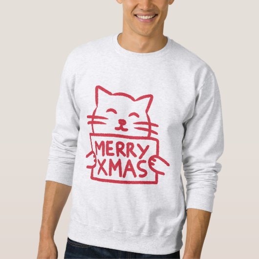 Schattige Kat Prettig Kerstfeest Trui (Voorkant)