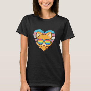 Schattige Kat Pride Rans Vlag Regenboog Zonnebril T-shirt