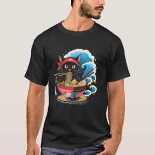 Schattige Kat & Ramen Noedels Katten Grap Kawaii K T-shirt