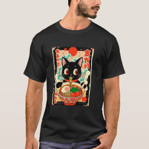 Schattige Kat & Ramen Noedels Katten Grap Kawaii K T-shirt