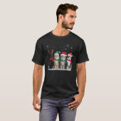 Schattige Kat Rendier Licht Kerstmis Kat Grappige T-shirt (Voorkant volledig)