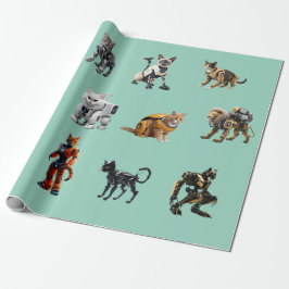 Schattige Kat Robots Cadeaupapier