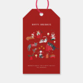 Schattige kat rode Kerstvakantie Cadeaulabel (Achterkant)