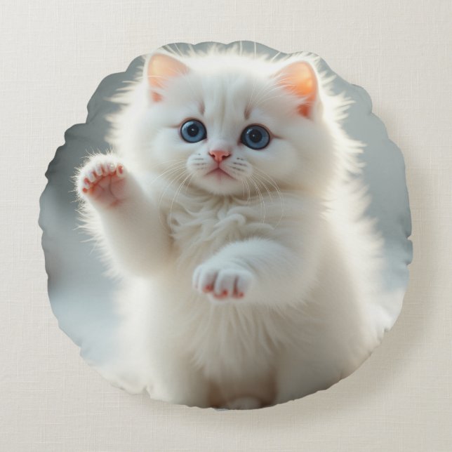 Schattige Kat Rond Kussen (Voorkant)