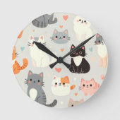 schattige kat ronde klok (Voorkant)