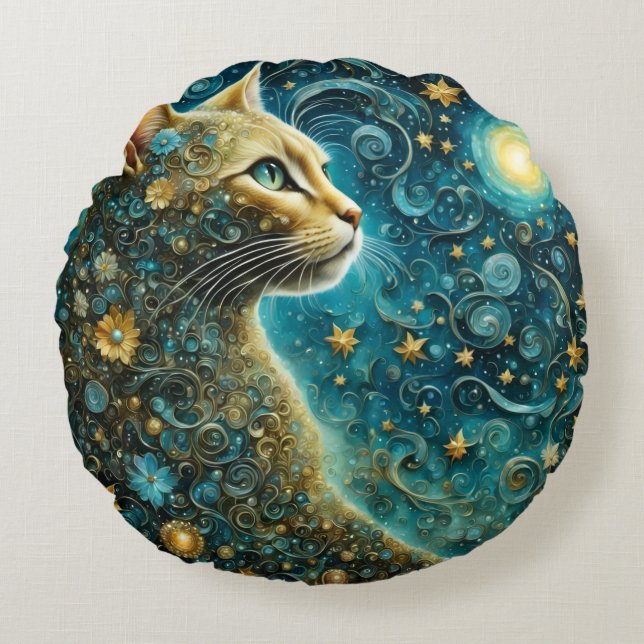 schattige kat Ronde Kussen (Voorkant)