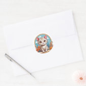 schattige kat ronde sticker (Envelop)