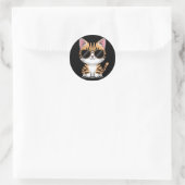 Schattige kat ronde sticker (Tas)
