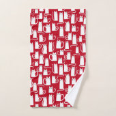 Schattige kat rood en wit bad handdoek (Handdoek)