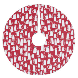 Schattige kat rood en wit kerstboom rok