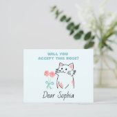 Schattige kat&Roos Briefkaart (Staand voorkant)
