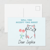 Schattige kat&Roos Briefkaart (Voorkant / Achterkant)
