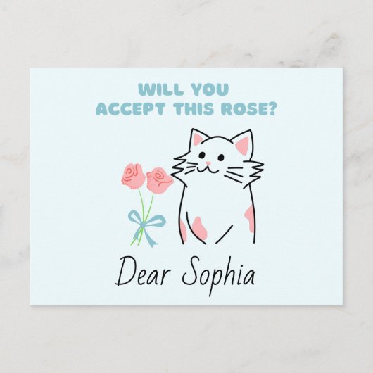 Schattige kat&Roos Briefkaart (Voorkant)
