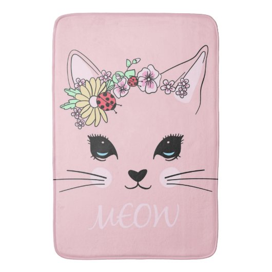 Schattige kat | Roze kreukkebaard Badmat (Voorkant Verticaal)