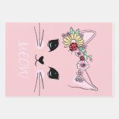 Schattige kat | Roze Schattige Meow Cat Deken Inpakpapier Vel (Voorkant)