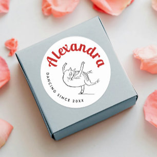 Schattige kat schets rood en wit Edward Lear Ronde Sticker