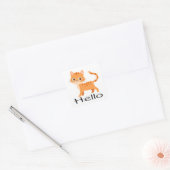 Schattige Kat Sinaasappel Tabby Kitten Cartoon Hal Vierkante Sticker (Envelop)
