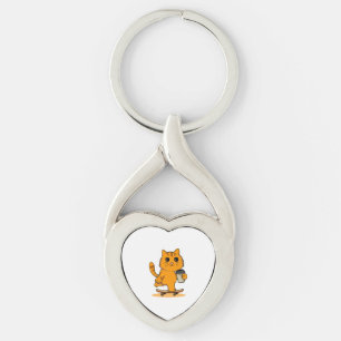 Schattige Kat Skateboarden Sleutelhanger