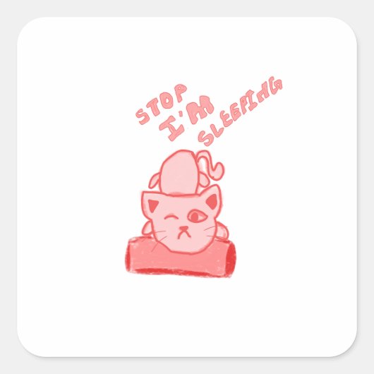 Schattige kat slaapt vierkante sticker (Voorkant)