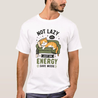 Schattige Kat Slapend op Bank Niet Lui Energiebesp T-shirt