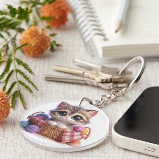 schattige kat sleutelhanger (Voorkant Rechts)