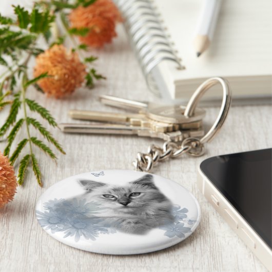 schattige kat sleutelhanger (Zijkant)
