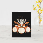 Schattige Kat Speelt Drums Grappige Drummer Kit Ca Kaart (Gele Bloem)