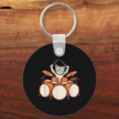Schattige Kat Speelt Drums Grappige Drummer Kit Ca Sleutelhanger (Voorkant)