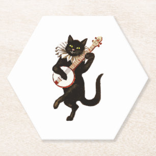 Schattige kat speelt gitaar Muzikale shirts Kartonnen Onderzetters
