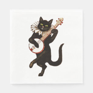 Schattige kat speelt gitaar Muzikale shirts Servet