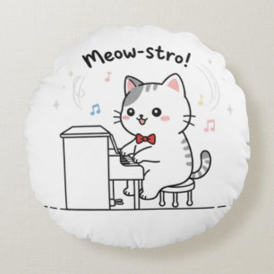 Schattige Kat Speelt Pianomuziek Rond Kussen