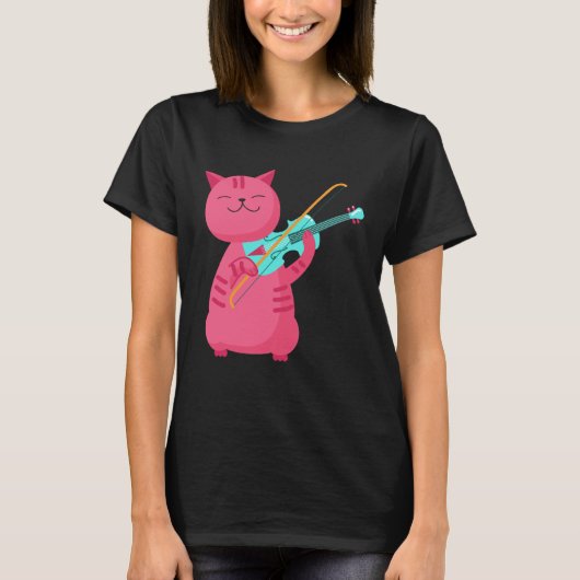 Schattige Kat Speelt Viool T-shirt (Voorkant)