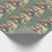 Schattige Kat Spelen de Violn Cadeaupapier (Hoek)