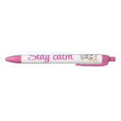 Schattige Kat "Stay Calm" Zwarte Inkt Pen (Bodem)