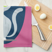 Schattige kat sterrenhemel Cartoon Roze aangepaste Theedoek (Quarter Fold)