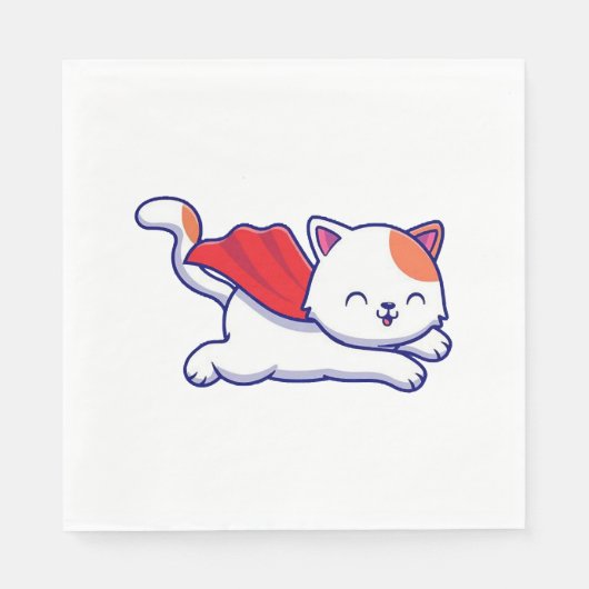 Schattige kat superheld vliegend servet (Voorkant)