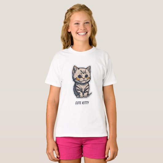 schattige kat t-shirt (Voorkant volledig)
