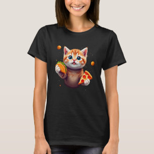 Schattige Kat Taco Pizza Lover Space T-shirt Kitte
