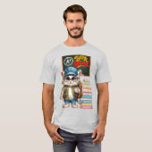 Schattige kat terug naar school ontwerp t-shirt (Voorkant volledig)