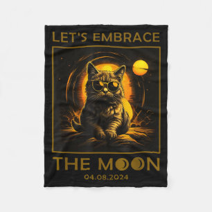 Schattige Kat Totale Zonsverduistering Omhelzing Fleece Deken