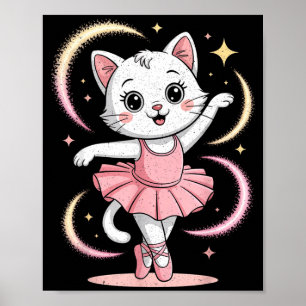Schattige Kat Tutu Ballet Dansen Ballet Poster