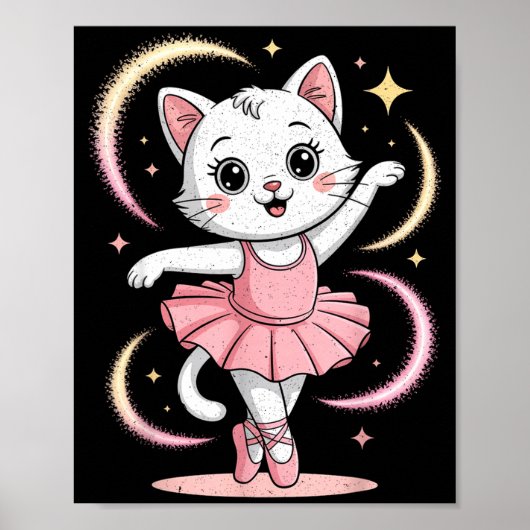 Schattige Kat Tutu Ballet Dansen Ballet Poster (Voorkant)